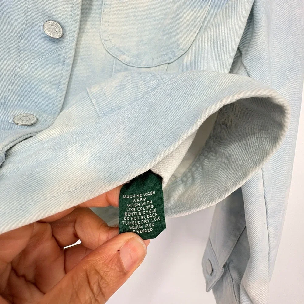 Lauren‎ Ralph Lauren Jacket Womens XS Blue Santorini Fash Tie Dye Denim Trucker - Picture 10 of 11